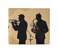 FHESDCW Silhouette of A Jazz Quartet Performing Wallet Elegant Leather Wallets with ID Window & 2 Card Slots, Slim Bifold Wallet for Men Women