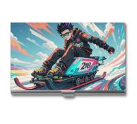 FHESDCW Skateboarding And Skiing Business Card Holder for Men & Women, Professional Card Case with Buckle Style Shut, Compact And Portable Metal Case for Office Workers, style, One Size, Classic