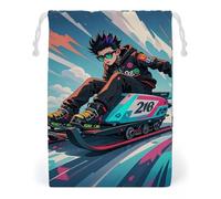 FHESDCW Skateboarding And Skiing Drawstring Bag Canvas, Reusable Travel Jewelry Pouches, Washable Storage Bags for Gift, Candy, Cosmetics 12 * 18cm