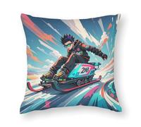 FHESDCW Skateboarding and Skiing Pillow Cover, Soft Pillow Covers - Hidden Zipper Closure, Standard Square 18"x18" Pillowcases, Decorative Cushion Cases for Couch, Sofa, Outdoor
