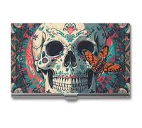 FHESDCW Skeleton Death Moth Business Card Holder for Men & Women, Professional Card Case with Buckle Style Shut, Compact And Portable Metal Case for Office Workers, style, One Size, Classic