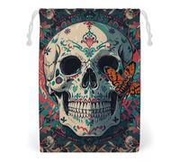 FHESDCW Skeleton Death Moth Drawstring Bag Canvas, Reusable Travel Jewelry Pouches, Washable Storage Bags for Gift, Candy, Cosmetics 20 * 25cm