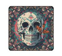 FHESDCW Skeleton Death Moth Picnic Blanket with Zippered Tote Bag, Waterproof Portable Outdoor Blanket, Lightweight Foldable Outdoor Mat for Beach, Camping, Park, 200x200cm