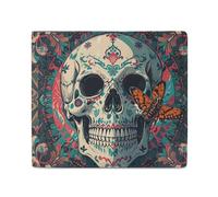 FHESDCW Skeleton Death Moth Wallet Elegant Leather Wallets with ID Window & 2 Card Slots, Slim Bifold Wallet for Men Women