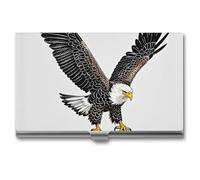 FHESDCW Sketch of Bald Eagle Diving Business Card Holder for Men & Women, Professional Card Case with Buckle Style Shut, Compact And Portable Metal Case for Office Workers, style, One Size, Classic