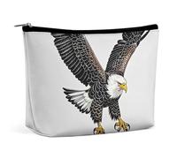 FHESDCW Sketch of Bald Eagle Diving Makeup Bag for Women PU Leather Waterproof Cosmetic Bag with Zipper Portable Travel Makeup Organizer