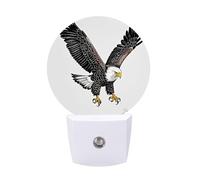 FHESDCW Sketch of Bald Eagle Diving Night Lights Plug Into Wall, LED Nightlights Auto On/Off Dusk to Dawn Sensor, Energy Efficient Night Lamp Soft Glow for Hallway Bedroom Bathroom Kitchen, 0.5W