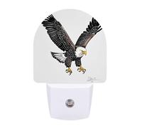 FHESDCW Sketch of Bald Eagle Diving Night Lights Plug Into Wall, LED Nightlights Auto On/Off Dusk to Dawn Sensor, Energy Efficient Night Lamp Soft Glow for Hallway Bedroom Bathroom Kitchen, 0.5W