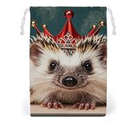 FHESDCW Small Crown Drawstring Bag Canvas, Reusable Travel Jewelry Pouches, Washable Storage Bags for Gift, Candy, Cosmetics 12 * 18cm