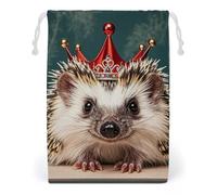 FHESDCW Small Crown Drawstring Bag Canvas, Reusable Travel Jewelry Pouches, Washable Storage Bags for Gift, Candy, Cosmetics 20 * 25cm