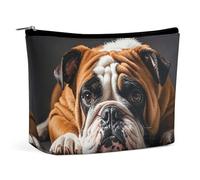 FHESDCW Small Makeup Bag for Purse, Waterproof PU Leather A Sad Bulldog Cosmetic Bag Portable Toiletry Organizer Mini Makeup Pouch Versatile Zipper Pouch for Women, Travel, Gifts