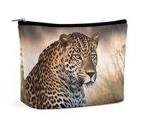 FHESDCW Small Makeup Bag for Purse, Waterproof PU Leather African Animal Leopard Cosmetic Bag Portable Toiletry Organizer Mini Makeup Pouch Versatile Zipper Pouch for Women, Travel, Gifts