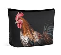 FHESDCW Small Makeup Bag for Purse, Waterproof PU Leather Animal Cockerel Cosmetic Bag Portable Toiletry Organizer Mini Makeup Pouch Versatile Zipper Pouch for Women, Travel, Gifts