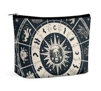FHESDCW Small Makeup Bag for Purse, Waterproof PU Leather Astrological Sign Cosmetic Bag Portable Toiletry Organizer Mini Makeup Pouch Versatile Zipper Pouch for Women, Travel, Gifts