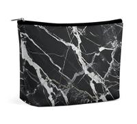 FHESDCW Small Makeup Bag for Purse, Waterproof PU Leather Black And White Marble Cosmetic Bag Portable Toiletry Organizer Mini Makeup Pouch Versatile Zipper Pouch for Women, Travel, Gifts