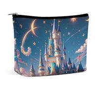 FHESDCW Small Makeup Bag for Purse, Waterproof PU Leather Cool Aesthetic Castle Cosmetic Bag Portable Toiletry Organizer Mini Makeup Pouch Versatile Zipper Pouch for Women, Travel, Gifts