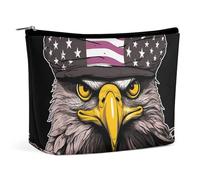 FHESDCW Small Makeup Bag for Purse, Waterproof PU Leather Cool Eagle Cosmetic Bag Portable Toiletry Organizer Mini Makeup Pouch Versatile Zipper Pouch for Women, Travel, Gifts