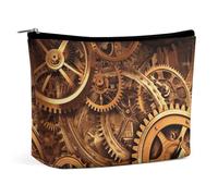 FHESDCW Small Makeup Bag for Purse, Waterproof PU Leather Cool Steampunk Gears Cosmetic Bag Portable Toiletry Organizer Mini Makeup Pouch Versatile Zipper Pouch for Women, Travel, Gifts