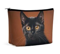 FHESDCW Small Makeup Bag for Purse, Waterproof PU Leather Cute Peeping Black Cat Cosmetic Bag Portable Toiletry Organizer Mini Makeup Pouch Versatile Zipper Pouch for Women, Travel, Gifts