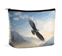 FHESDCW Small Makeup Bag for Purse, Waterproof PU Leather Eagle Mountains Cosmetic Bag Portable Toiletry Organizer Mini Makeup Pouch Versatile Zipper Pouch for Women, Travel, Gifts