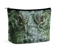 FHESDCW Small Makeup Bag for Purse, Waterproof PU Leather Green Crocodile Cosmetic Bag Portable Toiletry Organizer Mini Makeup Pouch Versatile Zipper Pouch for Women, Travel, Gifts