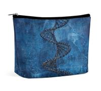 FHESDCW Small Makeup Bag for Purse, Waterproof PU Leather Grid Structure Blue Cosmetic Bag Portable Toiletry Organizer Mini Makeup Pouch Versatile Zipper Pouch for Women, Travel, Gifts