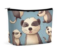 FHESDCW Small Makeup Bag for Purse, Waterproof PU Leather Hairy Ferret Cosmetic Bag Portable Toiletry Organizer Mini Makeup Pouch Versatile Zipper Pouch for Women, Travel, Gifts
