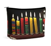 FHESDCW Small Makeup Bag for Purse, Waterproof PU Leather Kwanzaa Candles Cosmetic Bag Portable Toiletry Organizer Mini Makeup Pouch Versatile Zipper Pouch for Women, Travel, Gifts