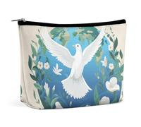 FHESDCW Small Makeup Bag for Purse, Waterproof PU Leather Peace on Earth Cosmetic Bag Portable Toiletry Organizer Mini Makeup Pouch Versatile Zipper Pouch for Women, Travel, Gifts