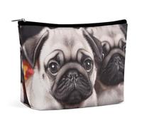 FHESDCW Small Makeup Bag for Purse, Waterproof PU Leather Puppys Pug Cosmetic Bag Portable Toiletry Organizer Mini Makeup Pouch Versatile Zipper Pouch for Women, Travel, Gifts