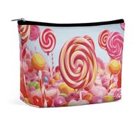 FHESDCW Small Makeup Bag for Purse, Waterproof PU Leather Sweet Candy Cosmetic Bag Portable Toiletry Organizer Mini Makeup Pouch Versatile Zipper Pouch for Women, Travel, Gifts