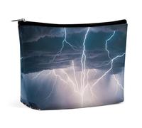FHESDCW Small Makeup Bag for Purse, Waterproof PU Leather Thunder And Lightning in A Storm Cosmetic Bag Portable Toiletry Organizer Mini Makeup Pouch Versatile Zipper Pouch for Women, Travel, Gifts