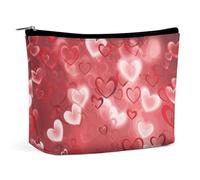 FHESDCW Small Makeup Bag for Purse, Waterproof PU Leather Valentine's Day Love Heart Cosmetic Bag Portable Toiletry Organizer Mini Makeup Pouch Versatile Zipper Pouch for Women, Travel, Gifts