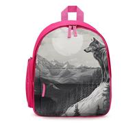 FHESDCW Snow Mountain Lone Wolf Backpack for Men Women, Durable Small Bookbag Lightweight Daypack for Travel, Hiking, Pink-style, One Size, Daypack Backpacks