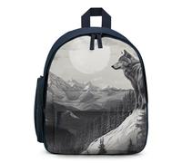 FHESDCW Snow Mountain Lone Wolf Backpack for Men Women, Durable Small Bookbag Lightweight Daypack for Travel, Hiking, Blue-style, One Size, Daypack Backpacks