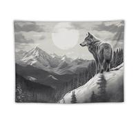 FHESDCW Snow Mountain Lone Wolf Tapestry for Bedroom Aesthetic - Lightweight Wall Hanging Backdrop Vintage Wall Art Tapestry Easy to Hang for Living Room Dorm Home Decor 30"x40"