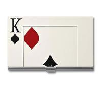 FHESDCW Spades K Poker Business Card Holder for Men & Women, Professional Card Case with Buckle Style Shut, Compact And Portable Metal Case for Office Workers, style, One Size, Classic