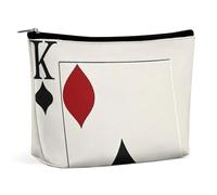 FHESDCW Spades K Poker Makeup Bag for Women PU Leather Waterproof Cosmetic Bag with Zipper Portable Travel Makeup Organizer