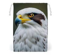 FHESDCW Spear Falcon, White Eagle Drawstring Bag Canvas, Reusable Travel Jewelry Pouches, Washable Storage Bags for Gift, Candy, Cosmetics 12 * 18cm