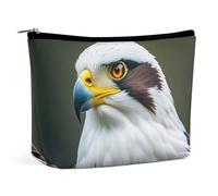 FHESDCW Spear Falcon, White Eagle Makeup Bag for Women PU Leather Waterproof Cosmetic Bag with Zipper Portable Travel Makeup Organizer