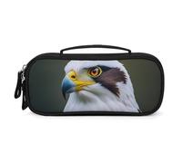FHESDCW Spear Falcon, White Eagle Pencil Case with Zipper - Large Capacity, Portable Small Cosmetic Bag for Travel, Vintage PU Leather Pencil Pouch for Women Men