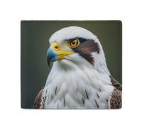 FHESDCW Spear Falcon, White Eagle Wallet Elegant Leather Wallets with ID Window & 2 Card Slots, Slim Bifold Wallet for Men Women