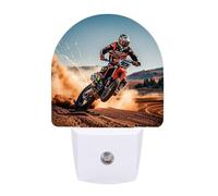 FHESDCW Sports Motorcycle Night Lights Plug Into Wall, LED Nightlights Auto On/Off Dusk to Dawn Sensor, Energy Efficient Night Lamp Soft Glow for Hallway Bedroom Bathroom Kitchen, 0.5W