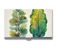 FHESDCW Spring Watercolor Eucalyptus Trees Business Card Holder for Men & Women, Professional Card Case with Buckle Style Shut, Compact And Portable Metal Case for Office Workers, style, One Size