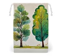 FHESDCW Spring Watercolor Eucalyptus Trees Drawstring Bag Canvas, Reusable Travel Jewelry Pouches, Washable Storage Bags for Gift, Candy, Cosmetics 20 * 25cm