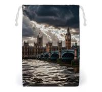 FHESDCW Stormy And Gloomy Weather Drawstring Bag Canvas, Reusable Travel Jewelry Pouches, Washable Storage Bags for Gift, Candy, Cosmetics 20 * 25cm