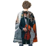 FHESDCW Street Singer And Double Bass Player Halloween Cape Unisex, Reversible Satin Cloak for Cosplay, Christmas, Halloween Party