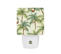 FHESDCW Summer Coconut Tree Night Lights Plug Into Wall, LED Nightlights Auto On/Off Dusk to Dawn Sensor, Energy Efficient Night Lamp Soft Glow for Hallway Bedroom Bathroom Kitchen, 0.5W