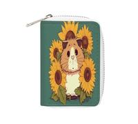 FHESDCW Sunflower Hamster Cartoon Leather Card Bag Credit Card Holder Zipper Wallet With 20 Card Slots Slim Wallet Debit Card Protector Organizer Case, style, 16x11.5cm