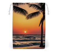FHESDCW Sunrise of on The Sea Drawstring Bag Canvas, Reusable Travel Jewelry Pouches, Washable Storage Bags for Gift, Candy, Cosmetics 12 * 18cm
